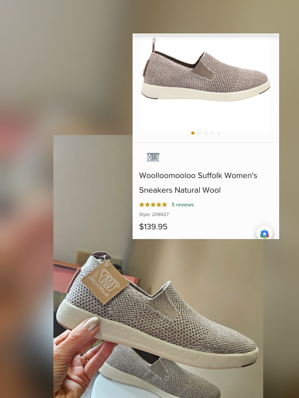 Woolloomooloo Women's SUFFOLK Slip-On Knit Sneakers in Natural Merino Wool